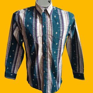 Vintage Western Shirt Medium 15-33 Wrangler Mens X-Long Tails 90s